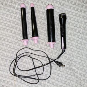 Black and Pink Curling Wand Set